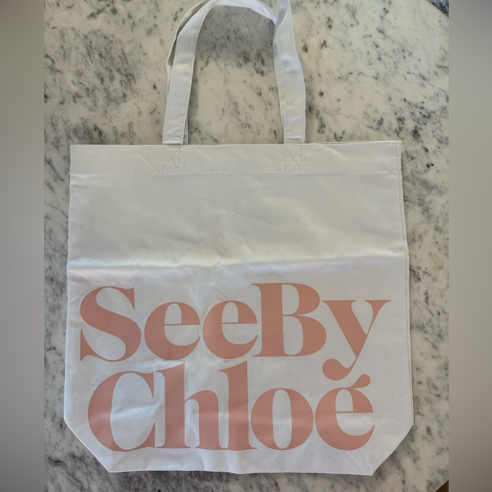 See by Chloe white tote bag lip print new summer bag